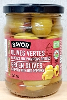 Olives Green - Red Pepper Stuffed (Savoer)